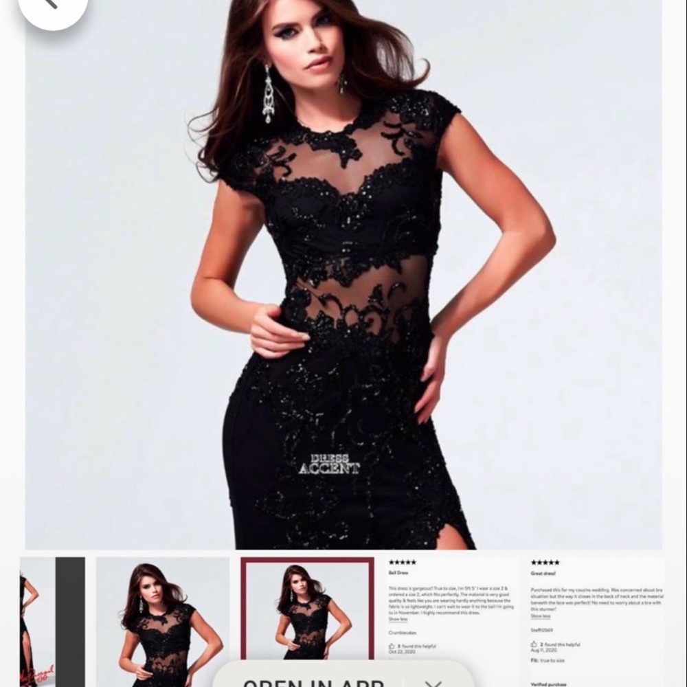 Mac Duggal Black Embellished Gown